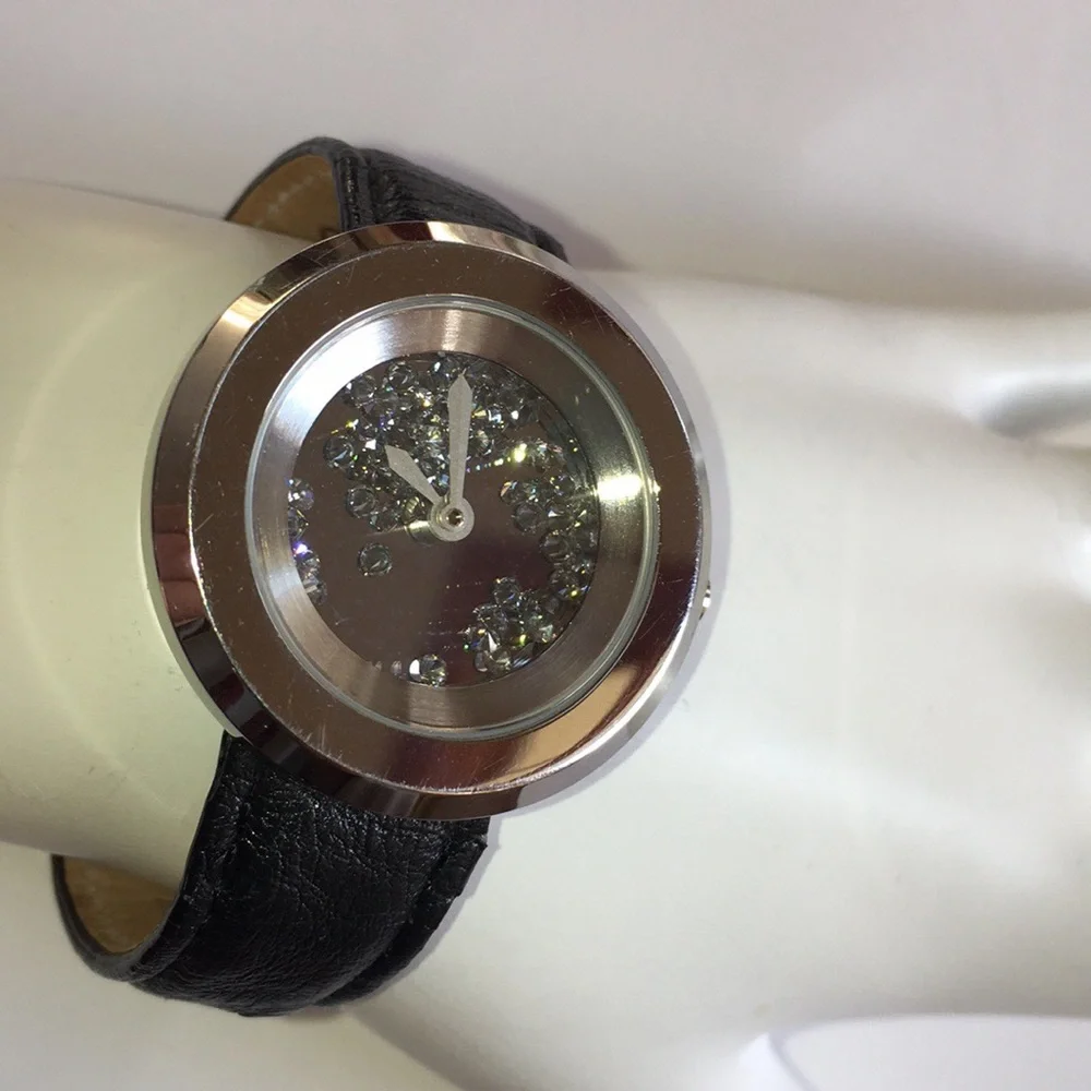 Andre Giroud Floating Diamond Black Ostrich Watch